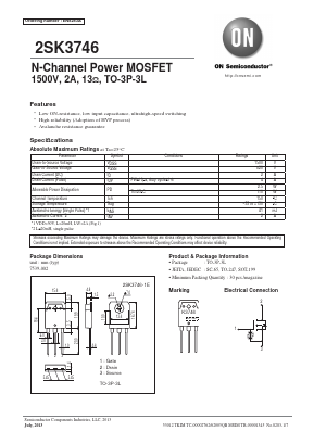 2SK3746-1E Datasheet PDF ON Semiconductor