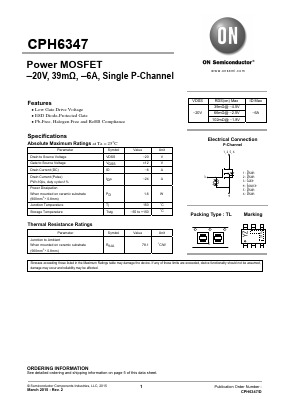 CPH6347-TL-W Datasheet PDF ON Semiconductor
