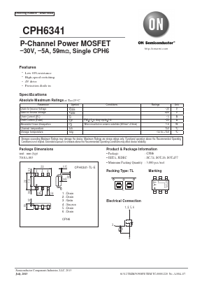 CPH6341-TL-E Datasheet PDF ON Semiconductor