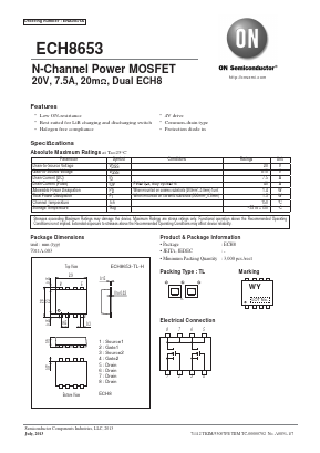 ECH8653-TL-H Datasheet PDF ON Semiconductor