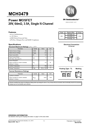 MCH3479-TL-H Datasheet PDF ON Semiconductor