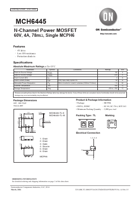 MCH6445 Datasheet PDF ON Semiconductor