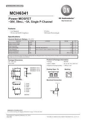 MCH6341 Datasheet PDF ON Semiconductor
