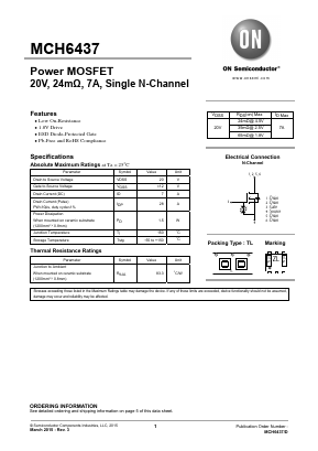 MCH6437 Datasheet PDF ON Semiconductor