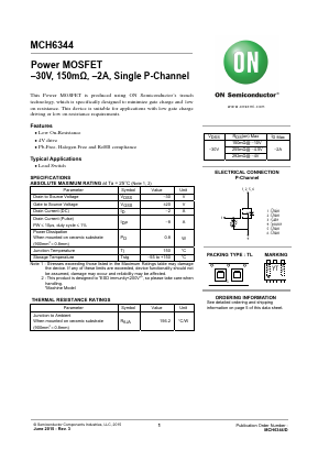 MCH6344-TL-W Datasheet PDF ON Semiconductor