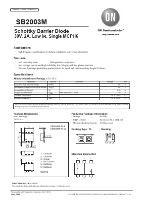 SB2003M-TL-W Datasheet PDF ON Semiconductor