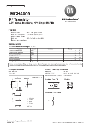 MCH4009-TL-H Datasheet PDF ON Semiconductor