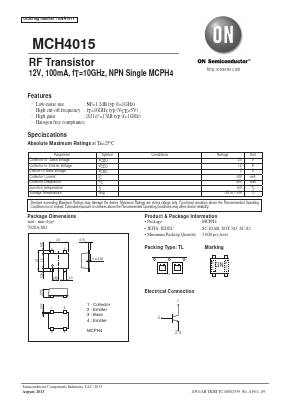 MCH4015 Datasheet PDF ON Semiconductor