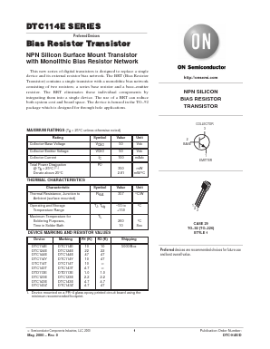 DTC114E Datasheet PDF ON Semiconductor