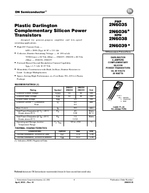 2N6036 Datasheet PDF ON Semiconductor