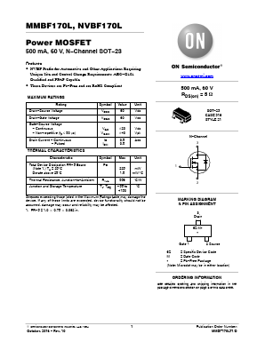 MMBF170LT1G Datasheet PDF ON Semiconductor