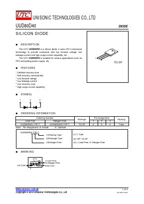 UUD80D40L-T3P-T Datasheet PDF ON Semiconductor