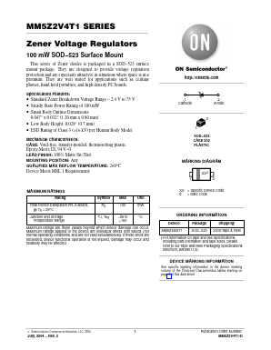 MM5Z2V4T1 Datasheet PDF ON Semiconductor