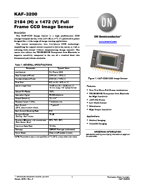 KAF-3200-ABA-CD-B2 Datasheet PDF ON Semiconductor