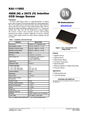 KAI-11002 Datasheet PDF ON Semiconductor