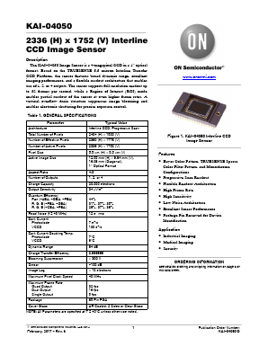KAI-04050-PBA-JD-BA Datasheet PDF ON Semiconductor