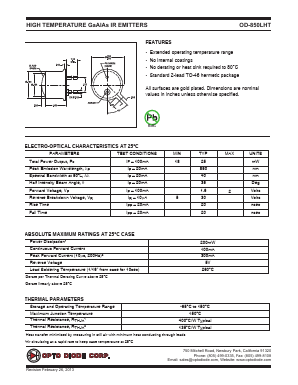 OD-850LHT Datasheet PDF OptoDiode Corp