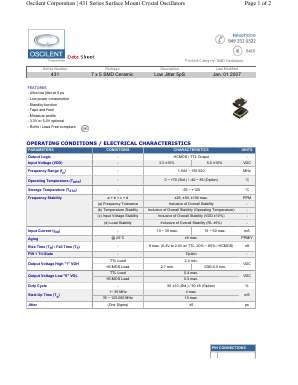 431-12.0M-3DL-TNC Datasheet PDF Oscilent Corporation