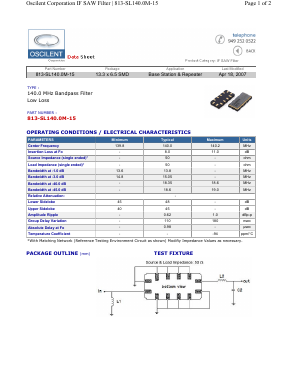 813-SL140.0M-15 Datasheet PDF Oscilent Corporation