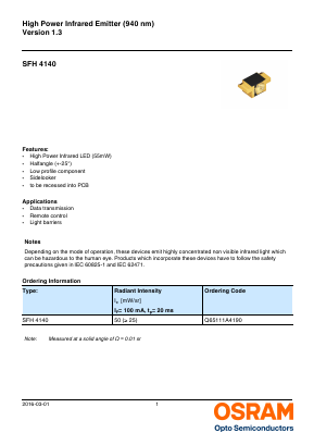 SFH4140 Datasheet PDF OSRAM GmbH