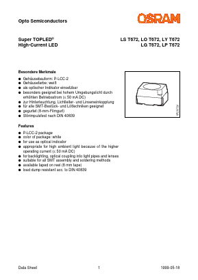 LGT672 Datasheet PDF OSRAM GmbH