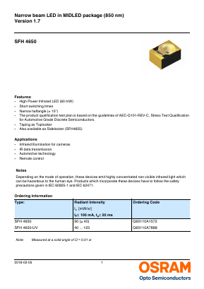 Q65110A1572 Datasheet PDF OSRAM GmbH