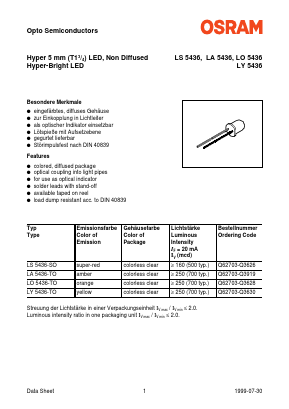 LA5436-TO Datasheet PDF OSRAM GmbH