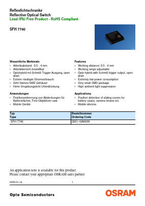 SFH7740 Datasheet PDF OSRAM GmbH