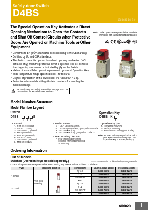 D4BS-K3 Datasheet PDF OMRON Corporation