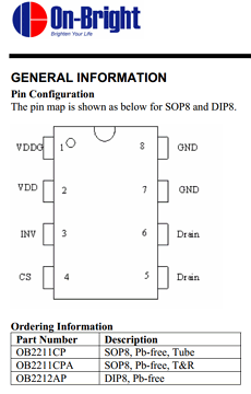OB2211CP Datasheet PDF On-Bright Electronics 