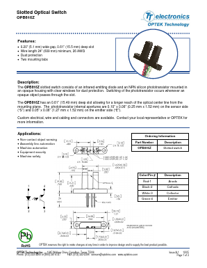 OPB816Z Datasheet PDF Optek Technology
