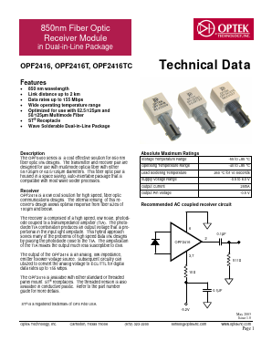 OPF1416T Datasheet PDF Optek Technology