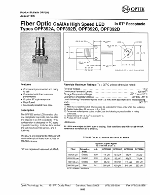OPF392A Datasheet PDF Optek Technology