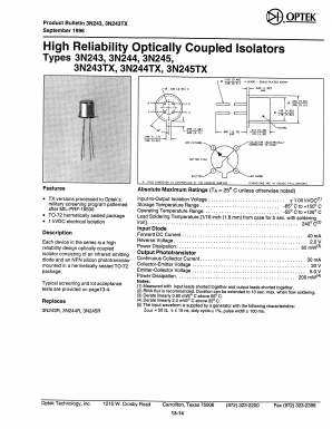3N243 Datasheet PDF Optek Technology