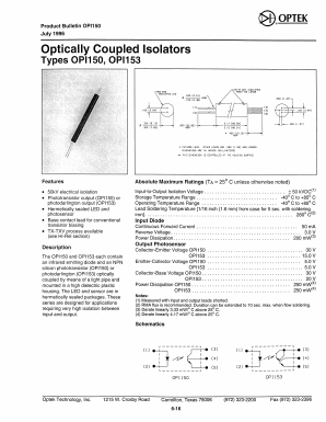 OPI150TX Datasheet PDF Optek Technology