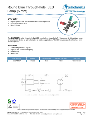 OVLFB3C7 Datasheet PDF Optek Technology