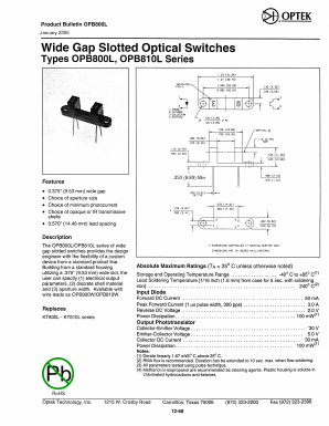 OPB801W Datasheet PDF Optek Technology