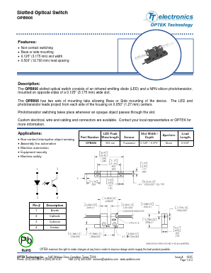 OPB806 Datasheet PDF Optek Technology