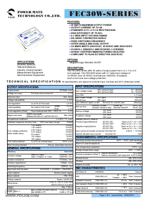 FEC30-48D15W Datasheet PDF Power Mate Technology