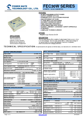 FEC30-24D15W Datasheet PDF Power Mate Technology