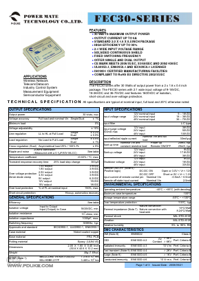 FEC30-12S3P3 Datasheet PDF Power Mate Technology