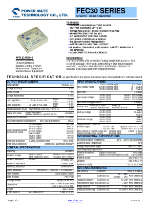 FEC30-48D15 Datasheet PDF Power Mate Technology