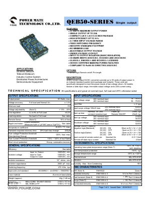 QEB50-24S12-SHS1 Datasheet PDF Power Mate Technology