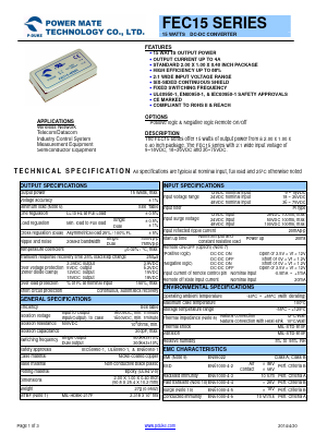 FEC15-48S15 Datasheet PDF Power Mate Technology