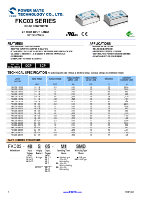 FKC03-12D15-M2 Datasheet PDF Power Mate Technology