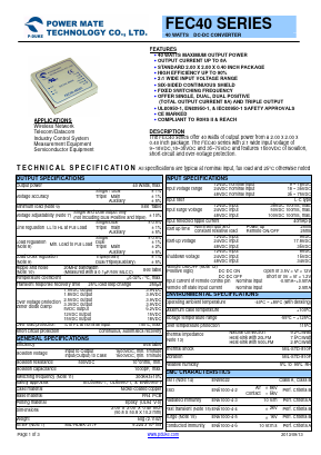 FEC40 Datasheet PDF Power Mate Technology
