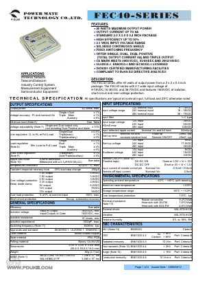 FEC40 Datasheet PDF Power Mate Technology