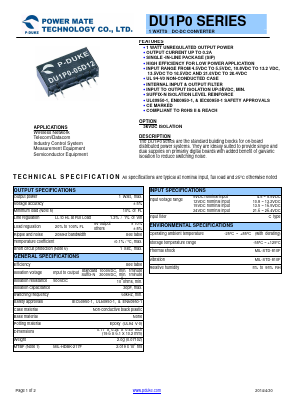 DU1P0-05S05 Datasheet PDF Power Mate Technology