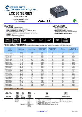 LCD30-48D15 Datasheet PDF Power Mate Technology