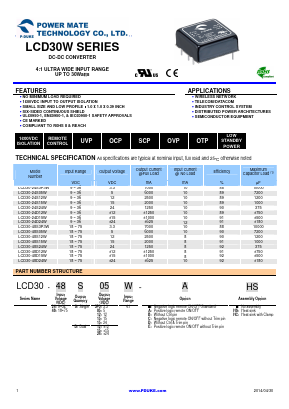 LCD30-48S05W Datasheet PDF Power Mate Technology